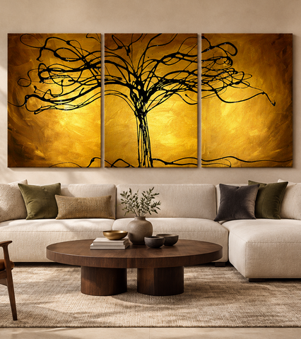 "Tree of Life Gold" Original Modern Abstract Painting