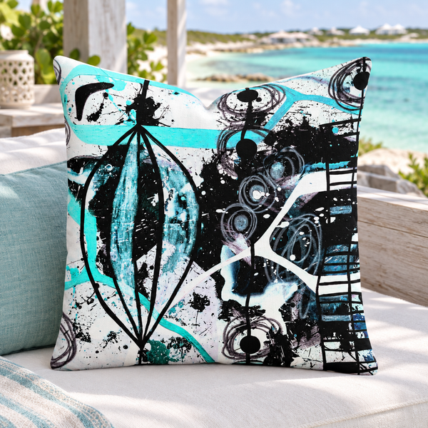 Turks and Caicos daybed - Modern Black White & Aqua