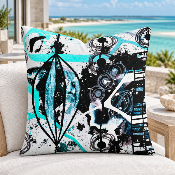 Turks and Caicos terrace lounge chair - Modern Black White & Aqua