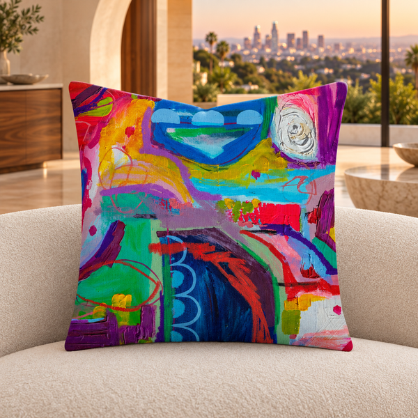 Warm curved Hollywood Hills living room