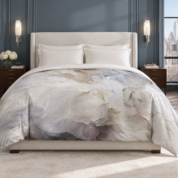 Whisper in a slate-blue Manhattan suite