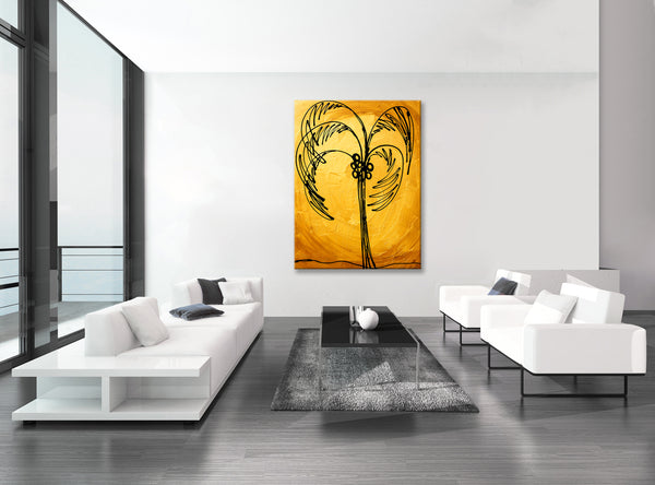 Abstract Painting - Gold - Palm Tree