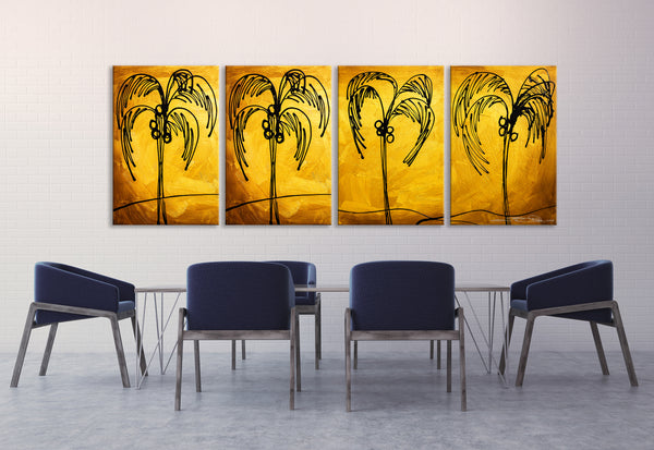 Abstract Painting  "Palm Trees - Gold"
