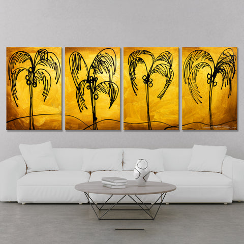 Abstract Painting  "Palm Trees - Gold"