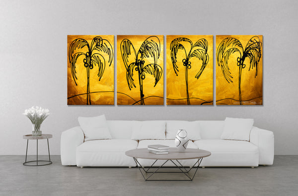 Abstract Painting  "Palm Trees - Gold"