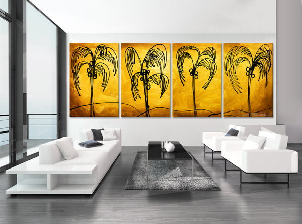 Abstract Painting  "Palm Trees - Gold"