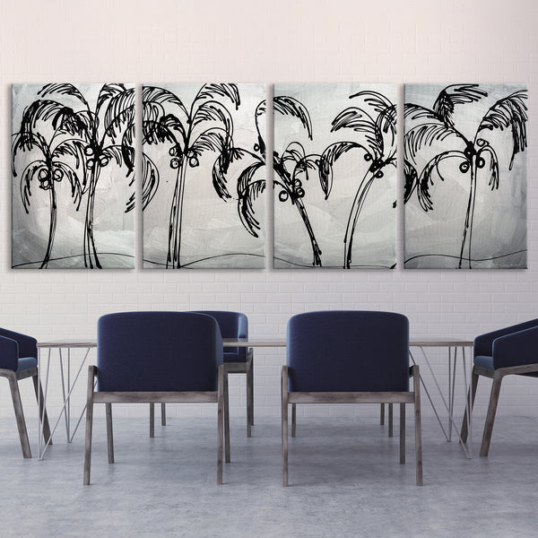 Abstract Painting  "Palm Trees - Silver"