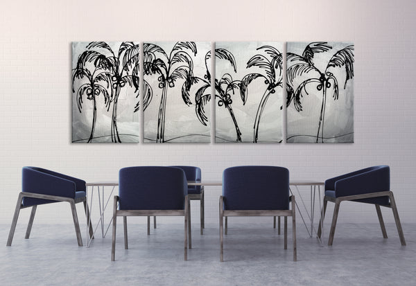 Abstract Painting  "Palm Trees - Silver"