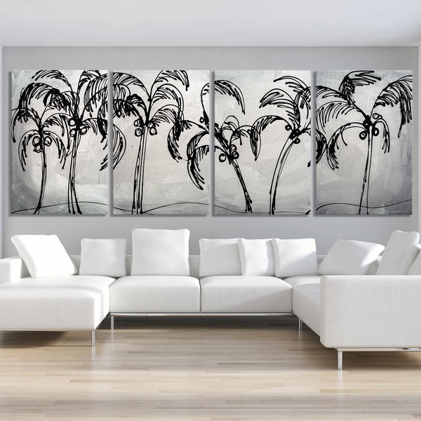 Abstract Painting  "Palm Trees - Silver"