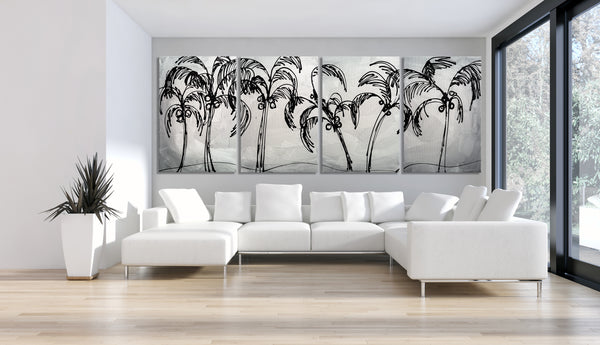 Abstract Painting  "Palm Trees - Silver"