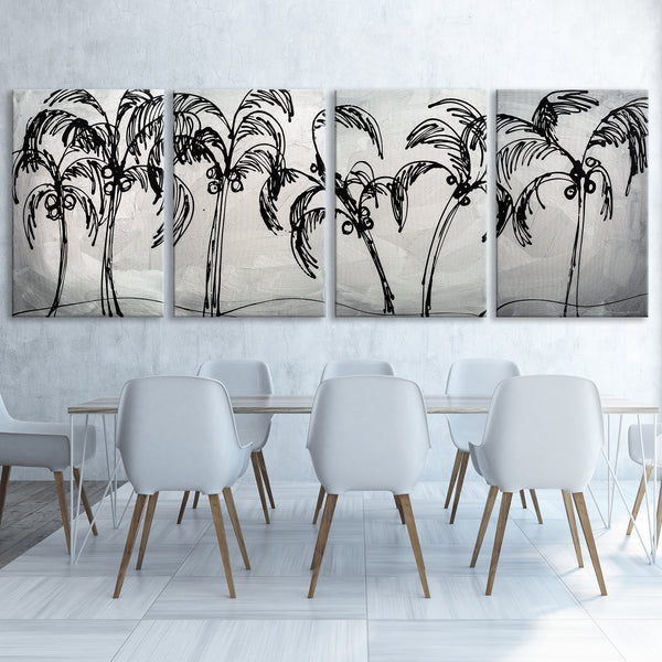 Abstract Painting  "Palm Trees - Silver"