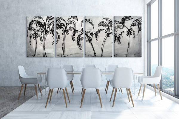 Abstract Painting  "Palm Trees - Silver"