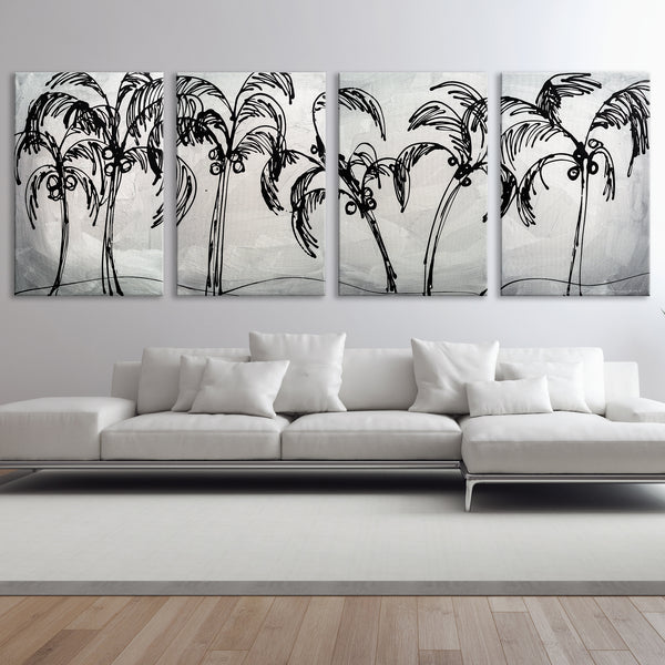 Abstract Painting  "Palm Trees - Silver"