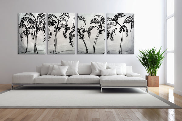 Abstract Painting  "Palm Trees - Silver"