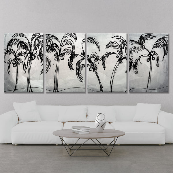 Abstract Painting  "Palm Trees - Silver"