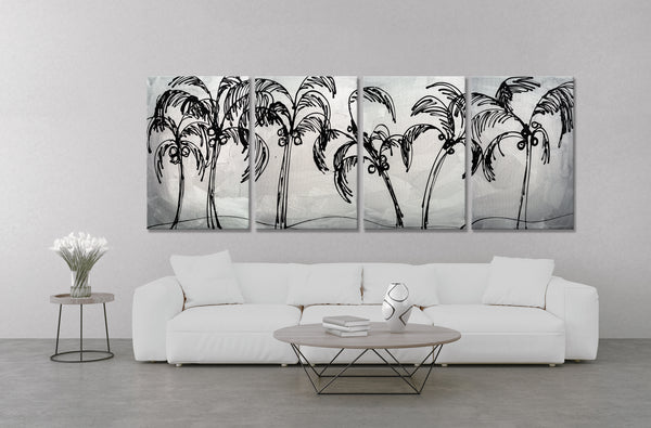 Abstract Painting  "Palm Trees - Silver"