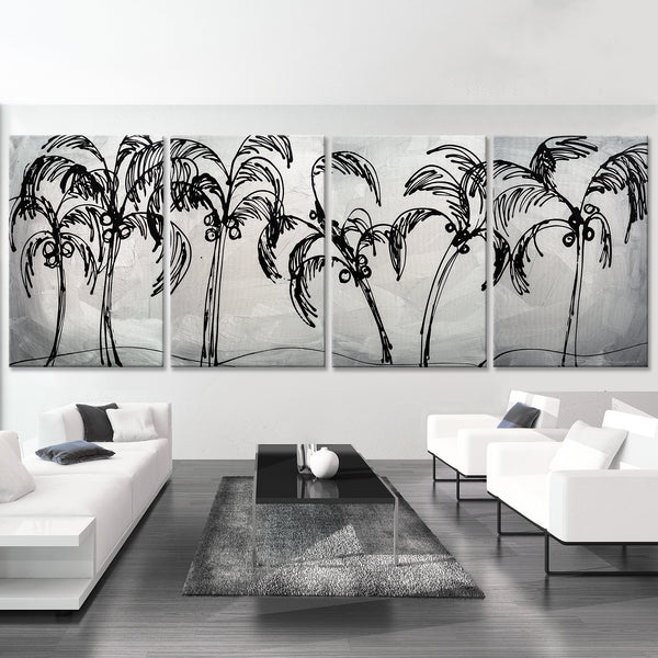 Abstract Painting  "Palm Trees - Silver"