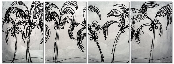 Abstract Painting  "Palm Trees - Silver"
