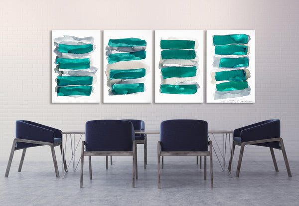 Abstract Painting "Sea Glass - Teal Green"