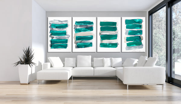 Abstract Painting "Sea Glass - Teal Green"