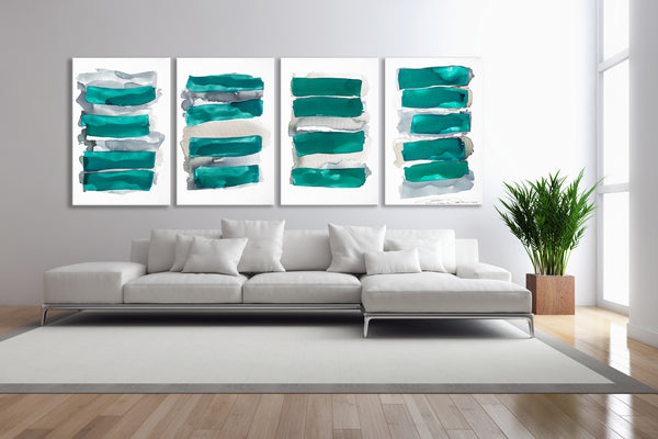 Abstract Painting "Sea Glass - Teal Green"
