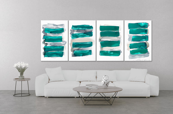 Abstract Painting "Sea Glass - Teal Green"