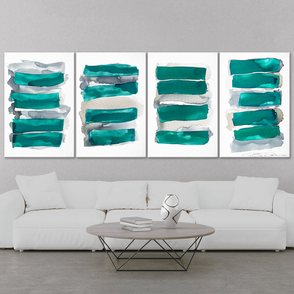 Abstract Painting "Sea Glass - Teal Green"