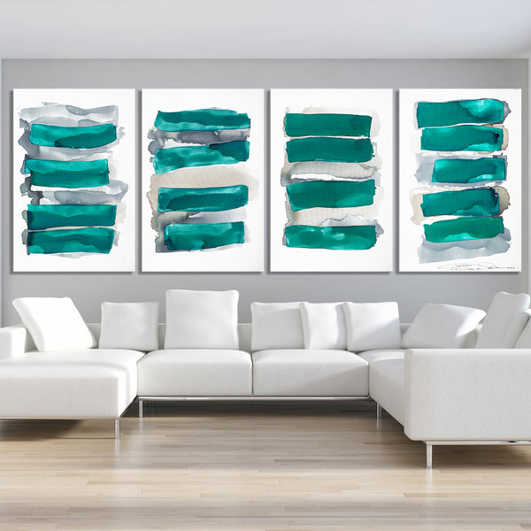 Abstract Painting "Sea Glass - Teal Green"
