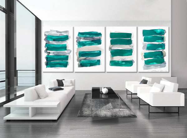 Abstract Painting "Sea Glass - Teal Green"