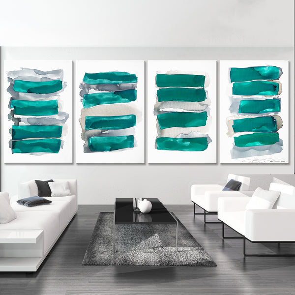 Abstract Painting "Sea Glass - Teal Green"