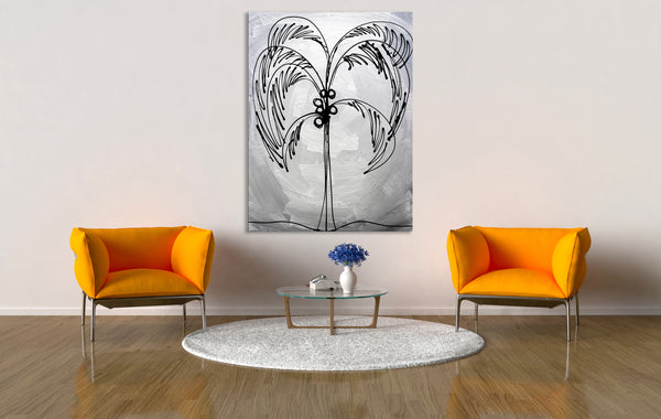 Abstract Painting "Silver - Palm Tree"