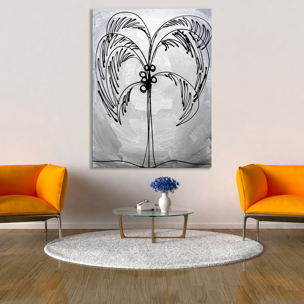 Abstract Painting "Silver - Palm Tree"