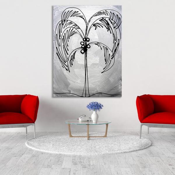 Abstract Painting "Silver - Palm Tree"