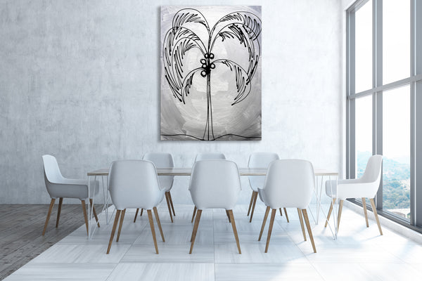 Abstract Painting "Silver - Palm Tree"