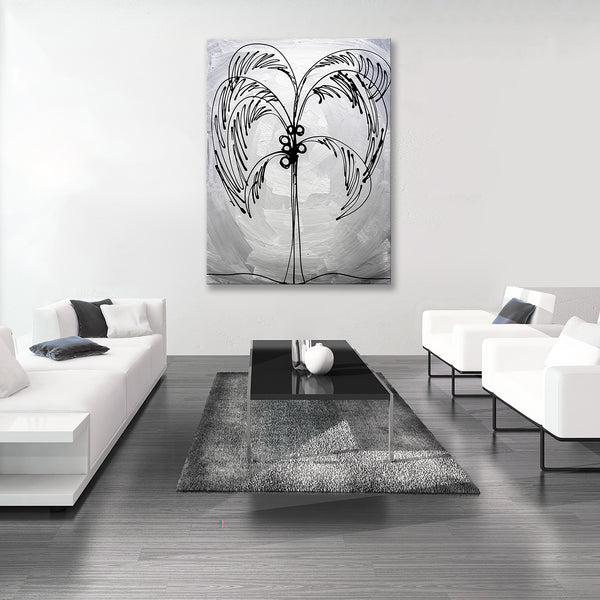 Abstract Painting "Silver - Palm Tree"