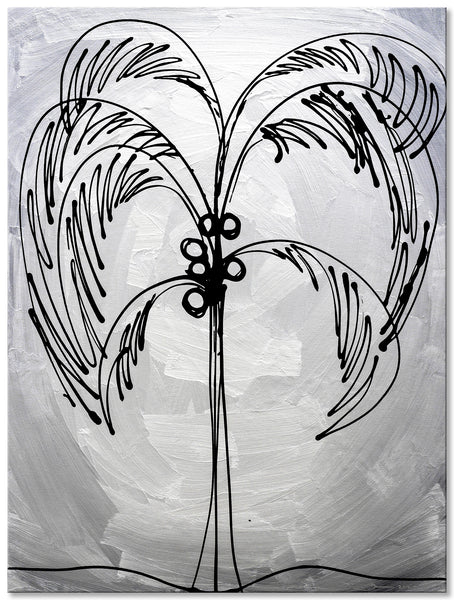 Abstract Painting "Silver - Palm Tree"
