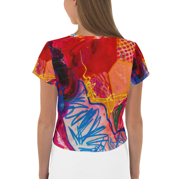 All-Over Print Crop Tee "A Vibrant Life 3"
