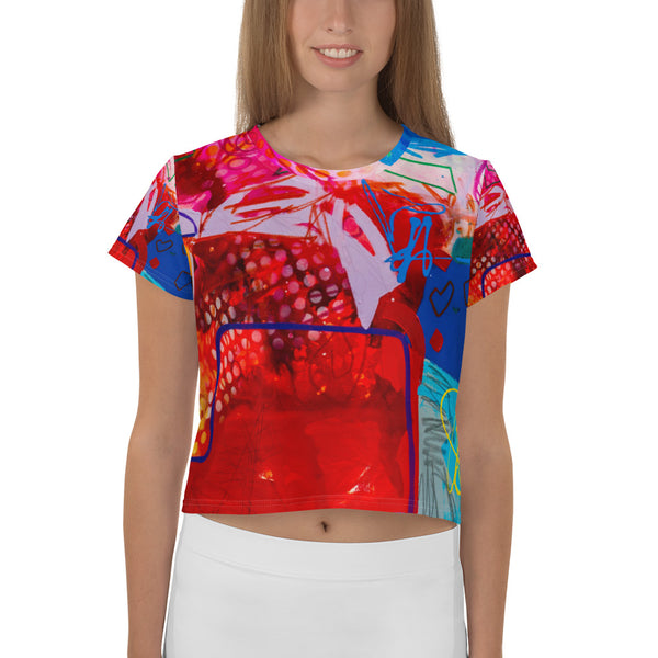All-Over Print Crop Tee "A Vibrant Life 4"