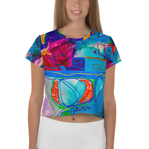 All-Over Print Crop Tee "A Vibrant Life 2"