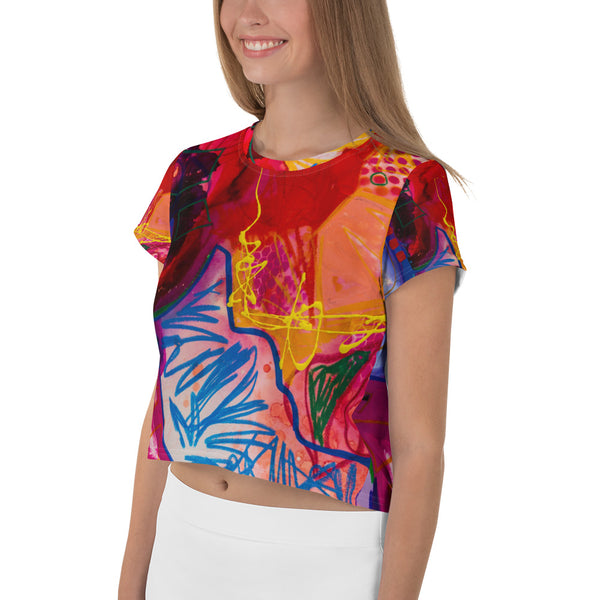 All-Over Print Crop Tee "A Vibrant Life 3"