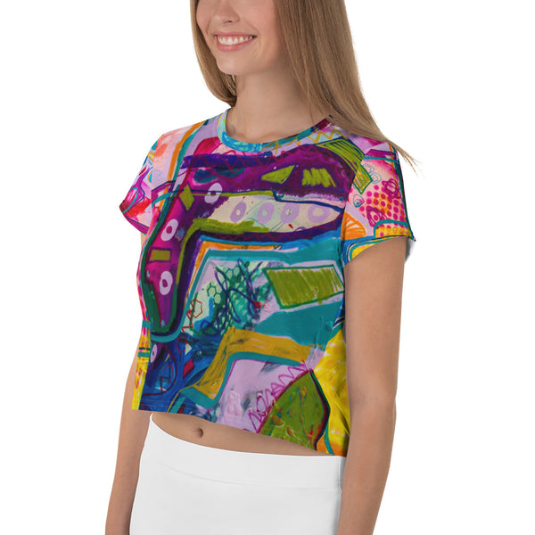All-Over Print Crop Tee "A Vibrant Life 1"