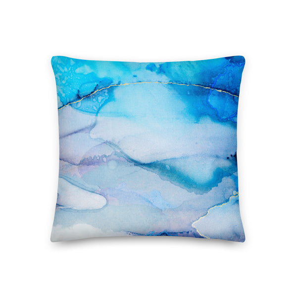 Premium Pillow -Beautiful Marble 3 Ocean Blue