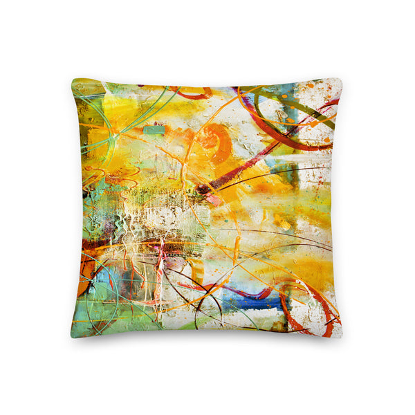 Premium Pillow - "Bright Sunny Day - yellow, orange & green"
