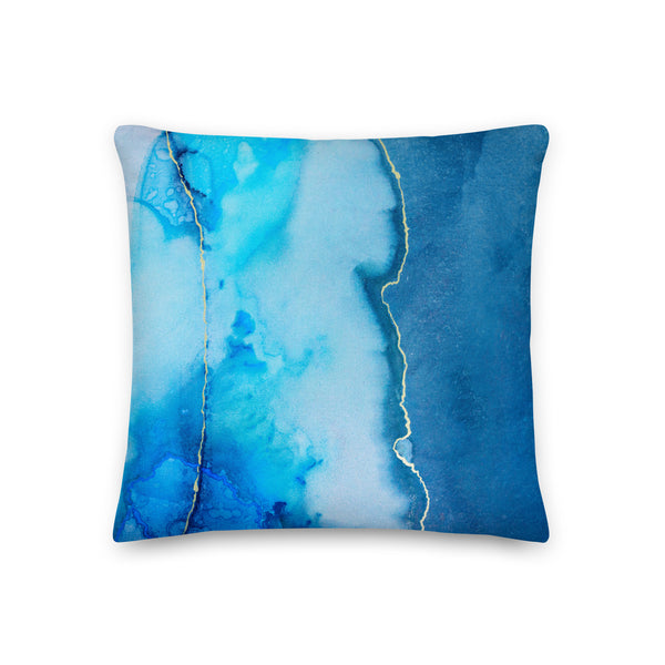 Premium Pillow -Beautiful Marble 3 Ocean Blue