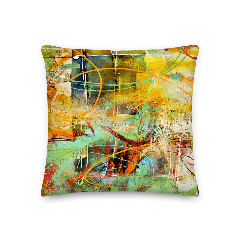 Premium Pillow - "Bright Sunny Day - yellow, orange & green"