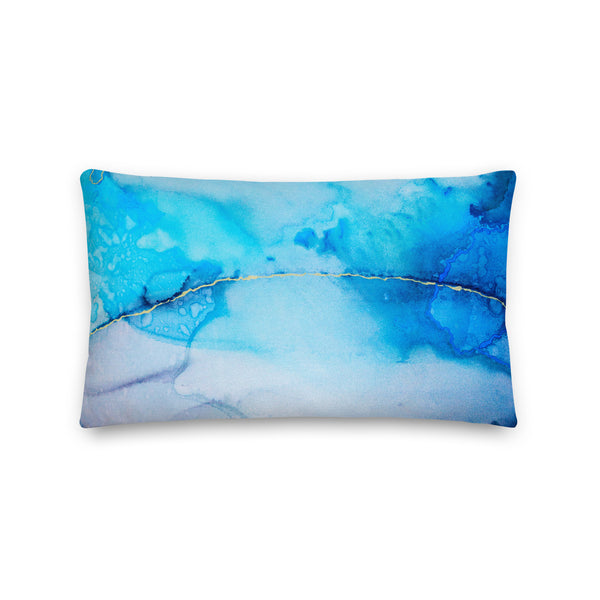 Premium Pillow -Beautiful Marble 3 Ocean Blue