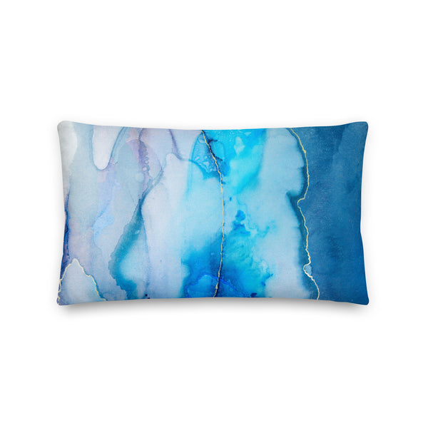 Premium Pillow -Beautiful Marble 3 Ocean Blue