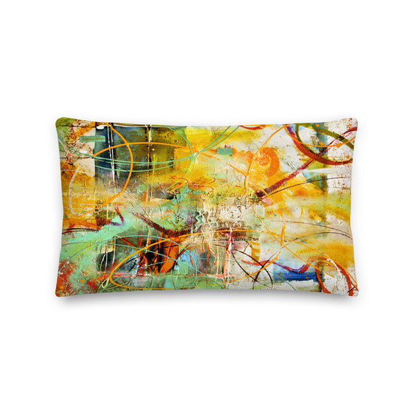 Premium Pillow - "Bright Sunny Day - yellow, orange & green"