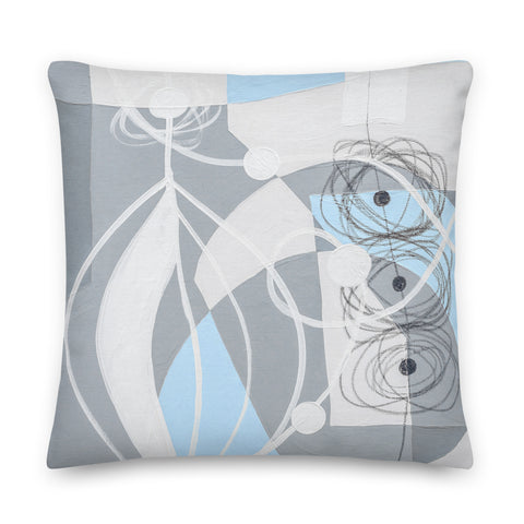 Premium Pillow - "Sky Blue & Gray - 1"