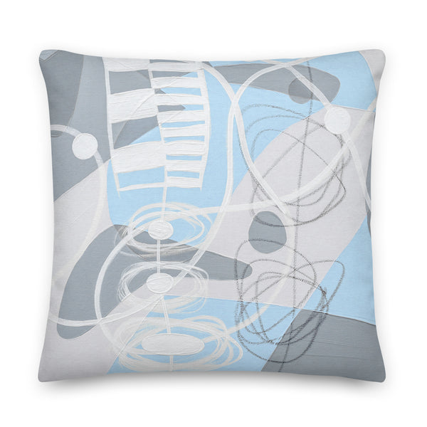 Premium Pillow - "Sky Blue & Gray - 3"